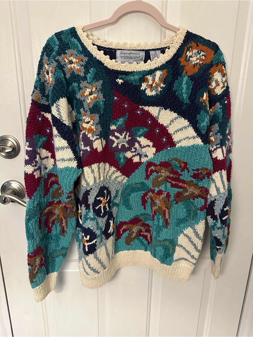 Vintage 90s Signatures Northern Isles Chunky Hand Knitted Sweater Size Medium